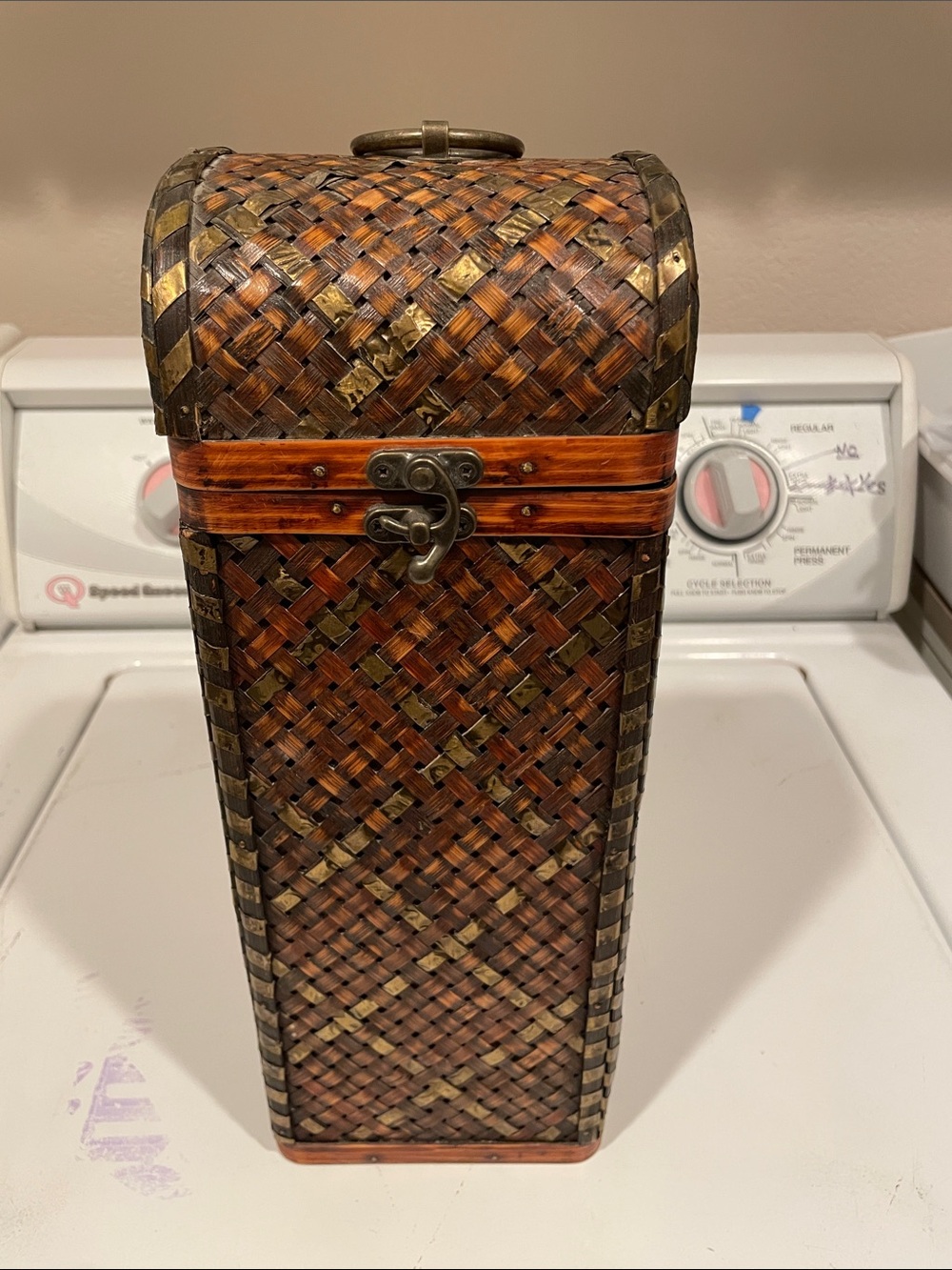 Woven Rattan Wine Bottle Carrier - Brown
